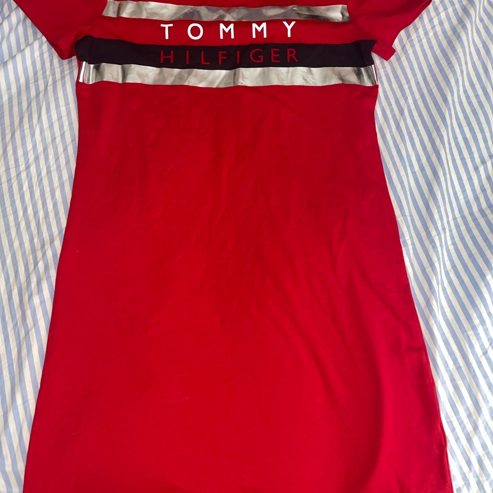 Tommy Hilfiger Red Dress with Silver Stripes